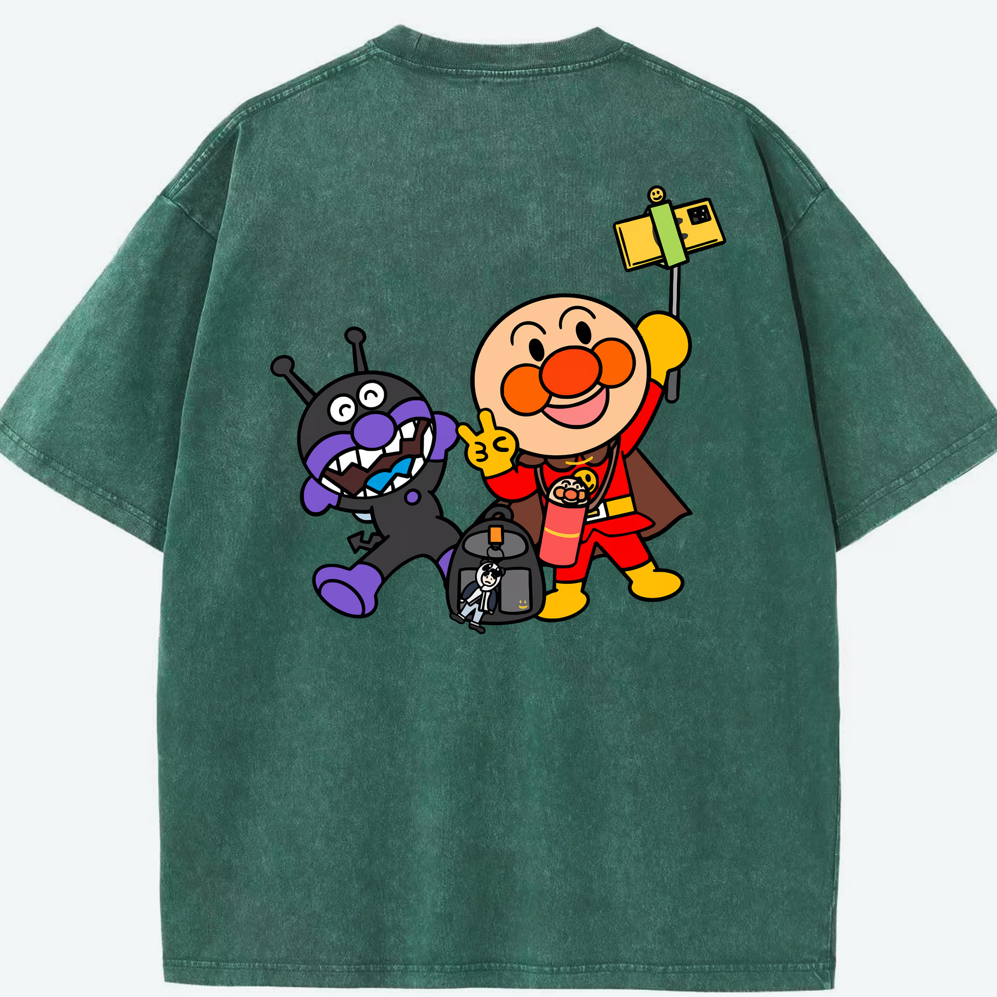（画像用） アンパンマン Anpanman 綿100% ヴィンテージ風 半袖Tシャツ（背面プリント）